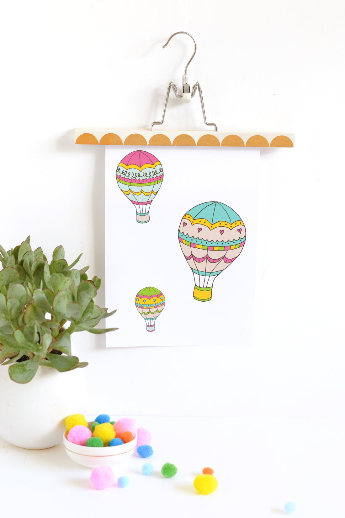 Printable hot air balloon wall art