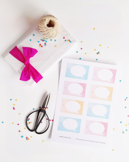 Printable speech bubble gift tags