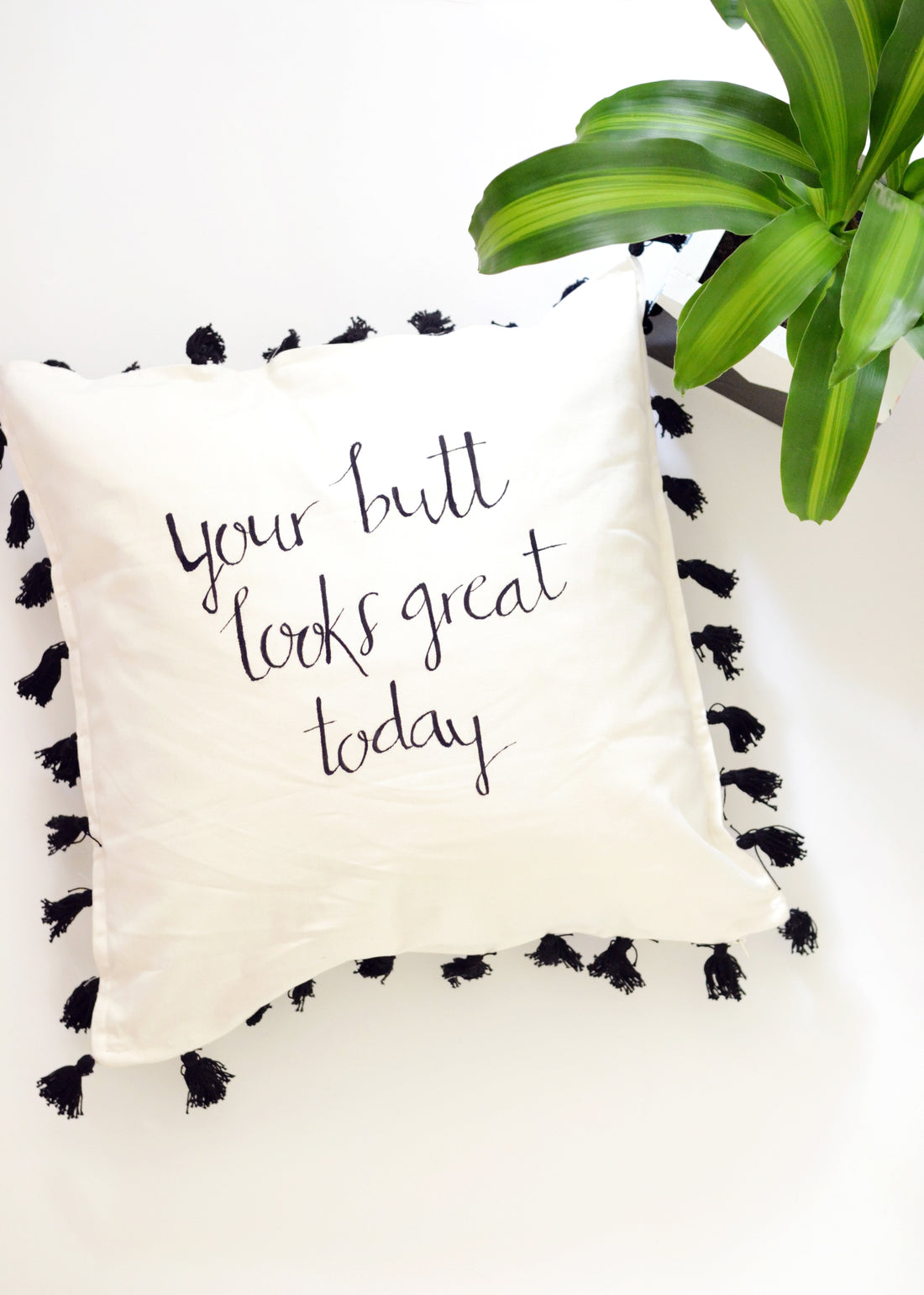 DIY hand lettered cushion cover for We Make Collective