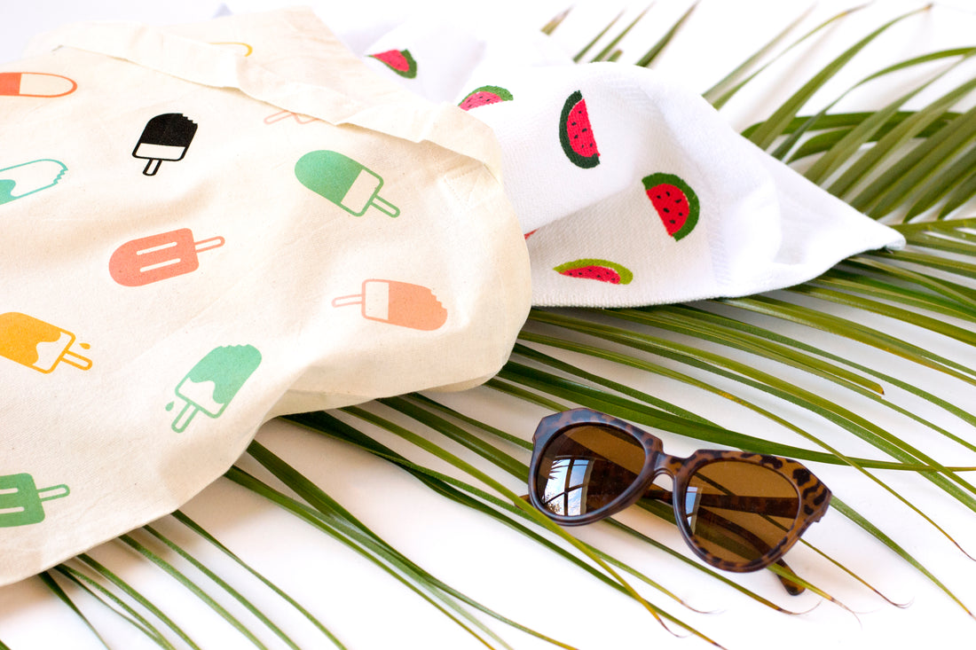 Watermelon towel and popsicle tote for Curbly