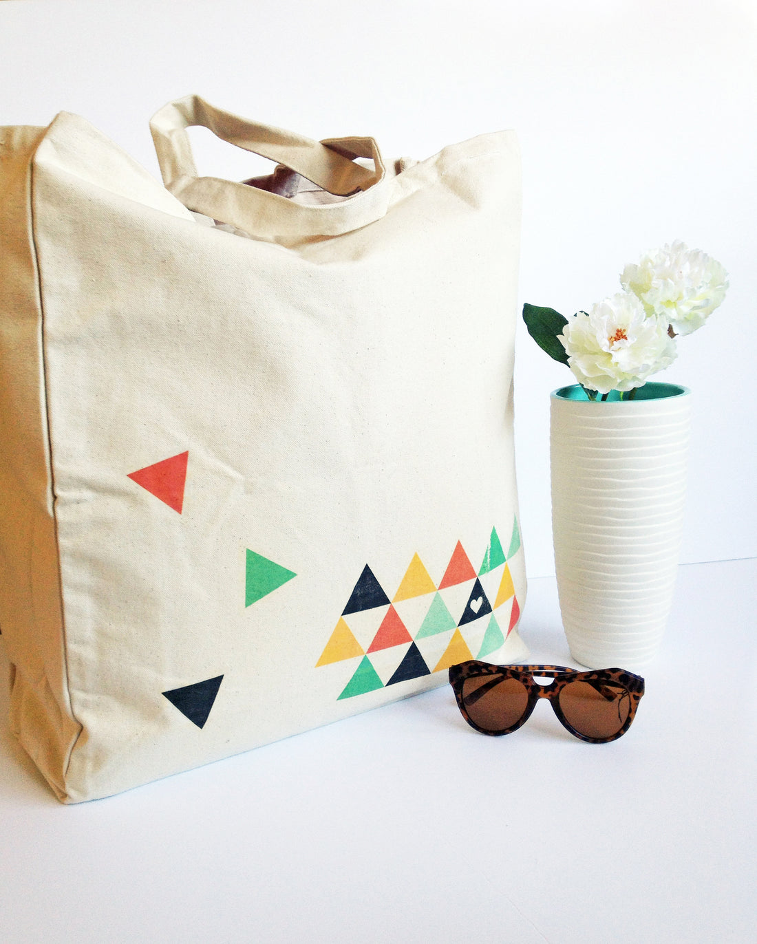 DIY geometric printed tote bag