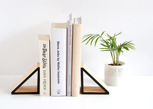 DIY wood triangle bookends