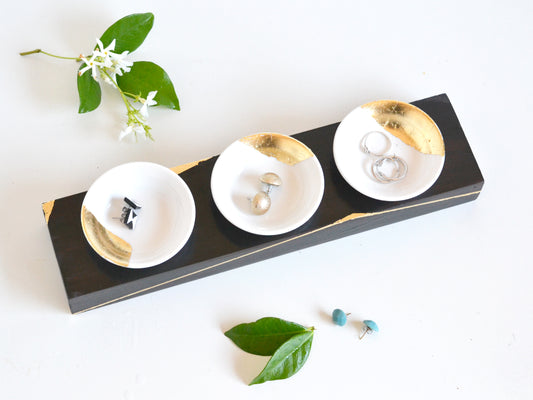 DIY gold leaf trinket dish holder