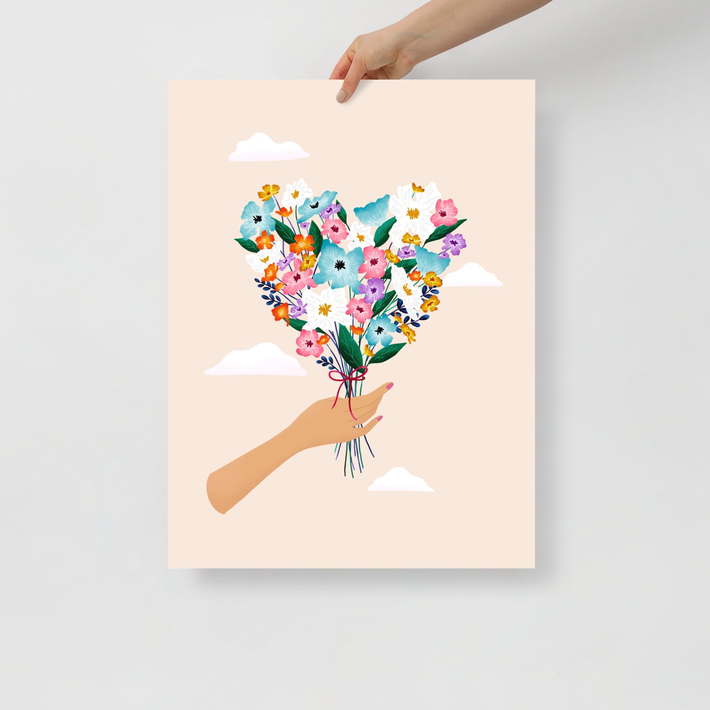 Heart bouquet art print