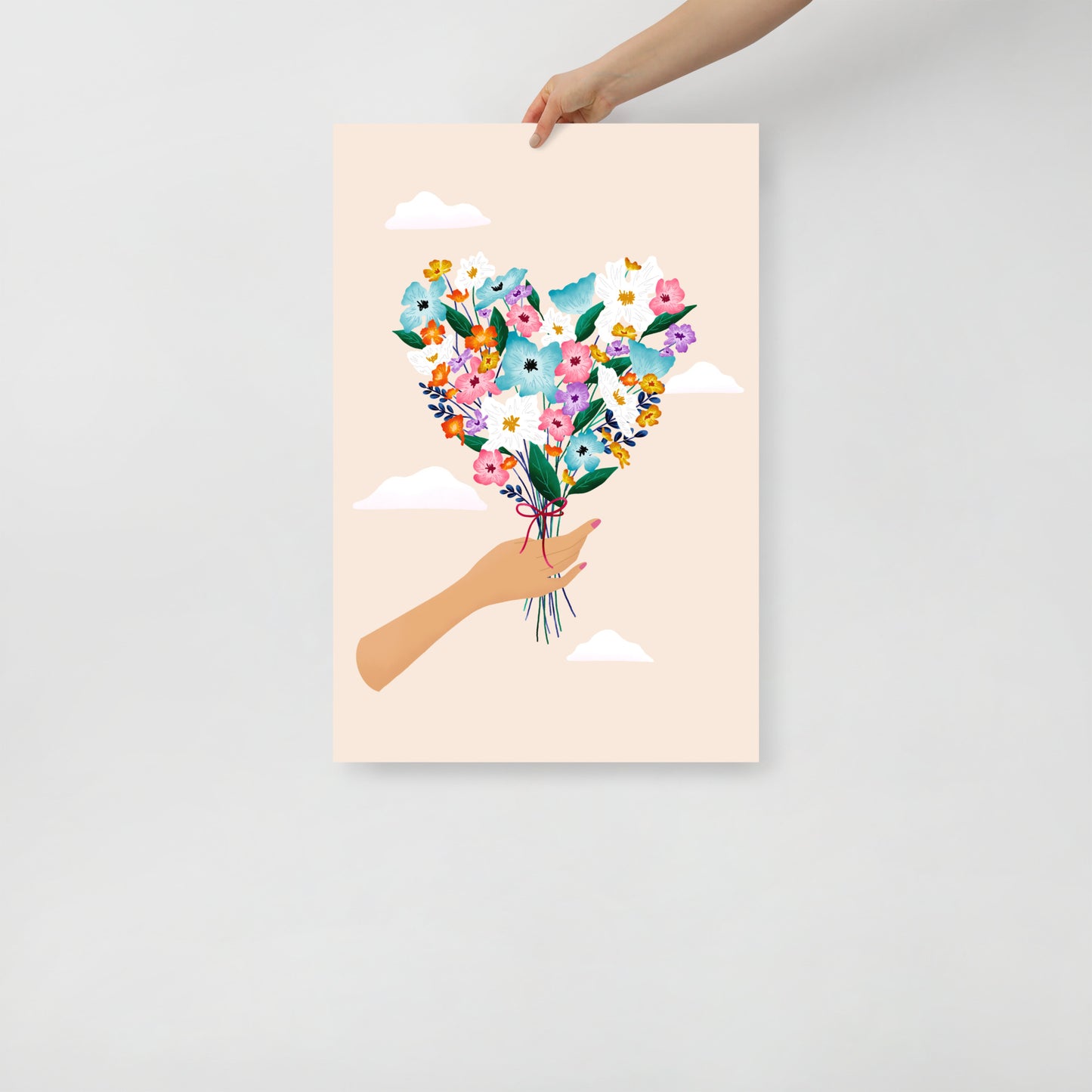 Heart bouquet art print