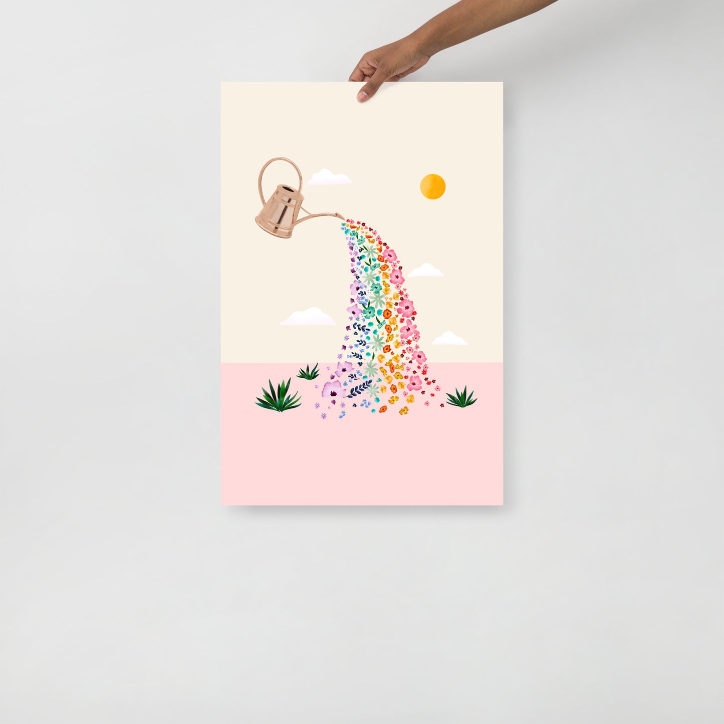 Rainbow watering can art print