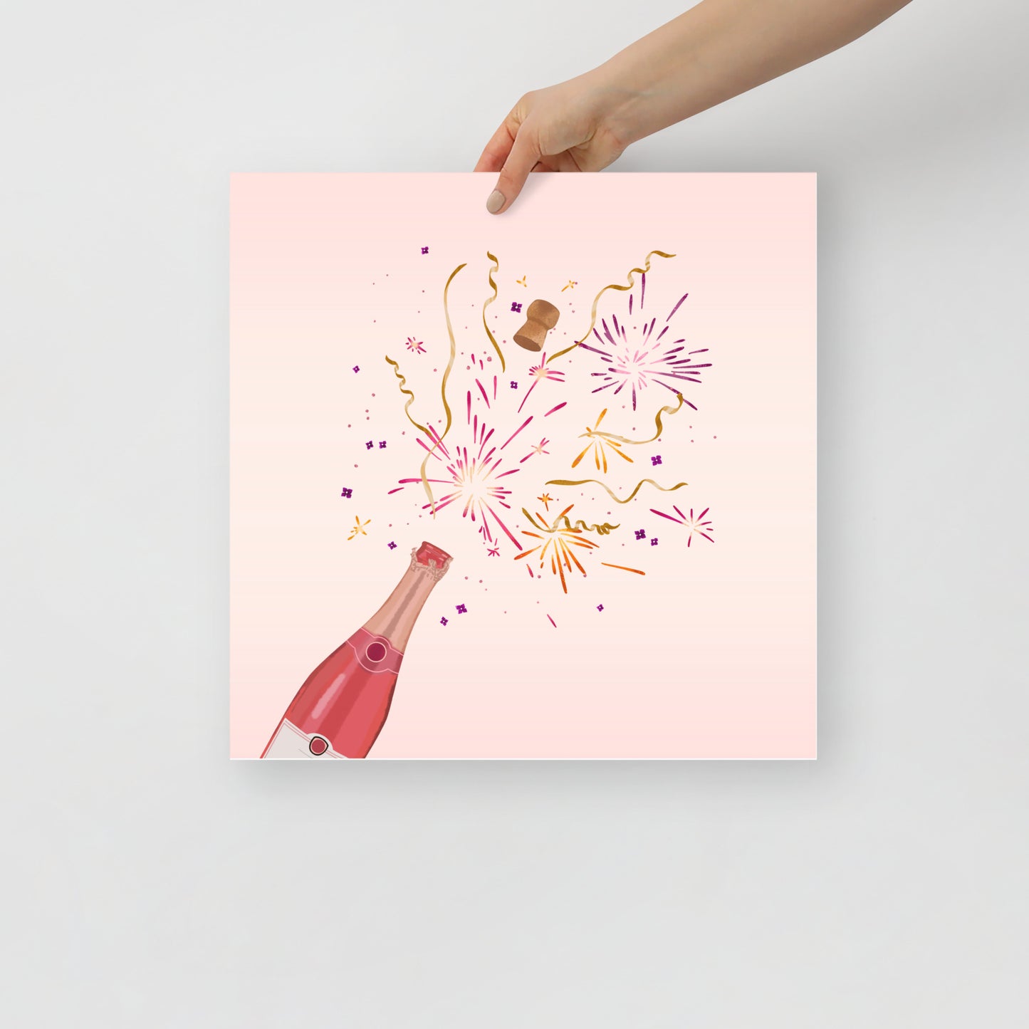 Champagne fireworks art print