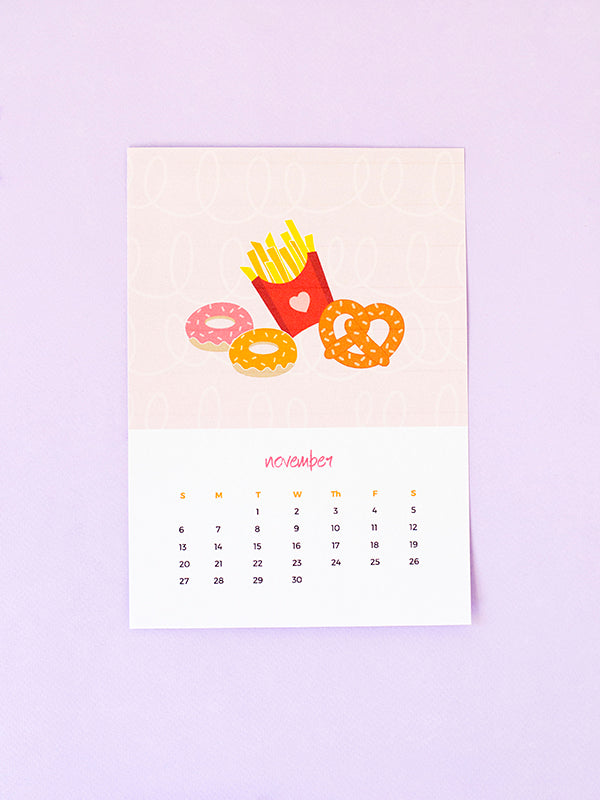 November Printable Calendar And Donut Treat Bag Toppers Makeandtell