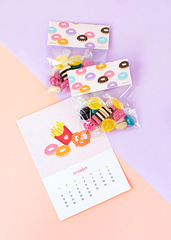 November Printable Calendar And Donut Treat Bag Toppers Makeandtell